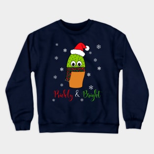 Prickly And Bright - Cute Cactus With Christmas Scarf Crewneck Sweatshirt